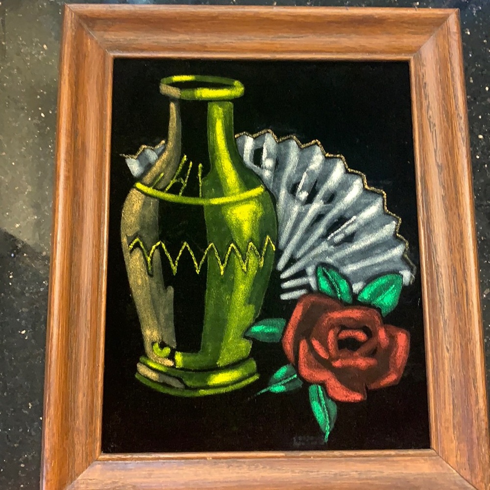 Vintage 1970’s black velvet Oil Painting-Beautiful